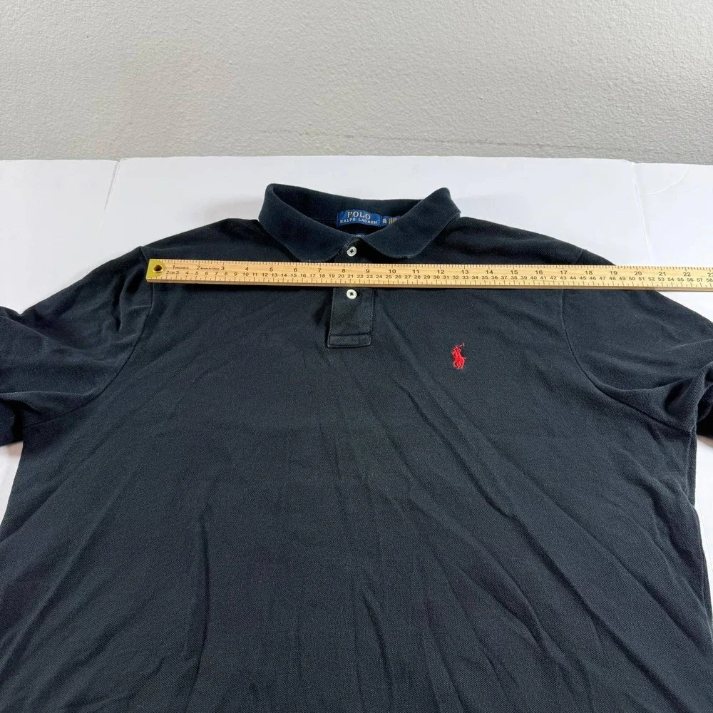 Polo Ralph Lauren Mens XL Classic Fit Black Pique Polo Shirt Red Pony Logo